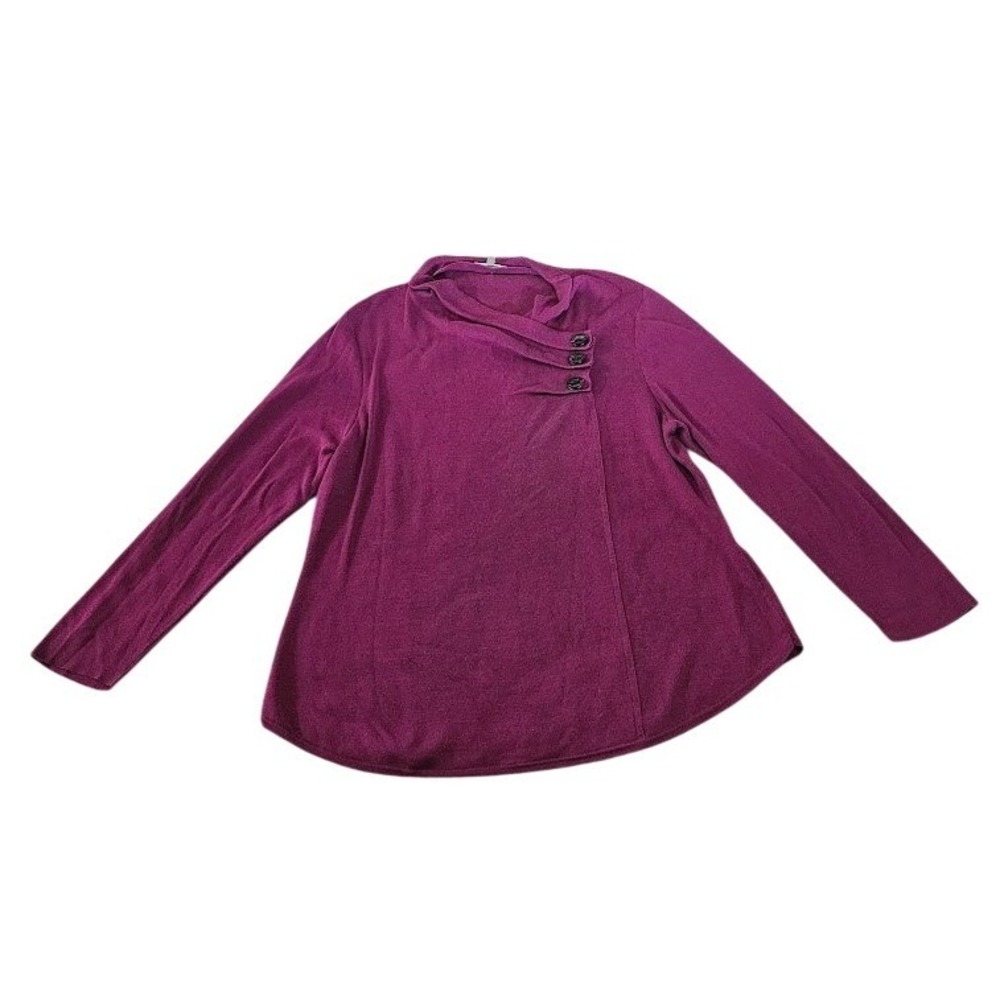 Habitat Clothes To Live In Magenta Asymmetrical Button Cowl Neck Sweater XL